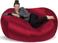 Sofa Sack Bean Bag Chair Cover Only, for Adults and Kids, Without Filling Comfy Fluffy Round or Oval Beanbag Chair Cover Replacement, Lazy Sofa Cover for Reading Chair or Floor Chair, 6-Feet, Cinnabar