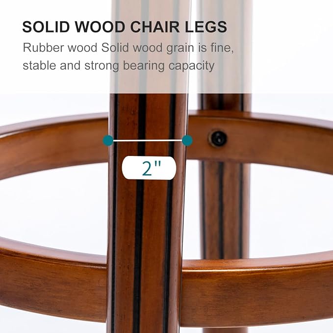 Cow top Leather Wooden Bar Stools, 29.5" Bar Height Bar Chair with Back, 180 Degrees Swivel Barstools Chair for Home Kitchen Counter,Dining Room, Restaurant,Study and Pub,2pcs(Brown)