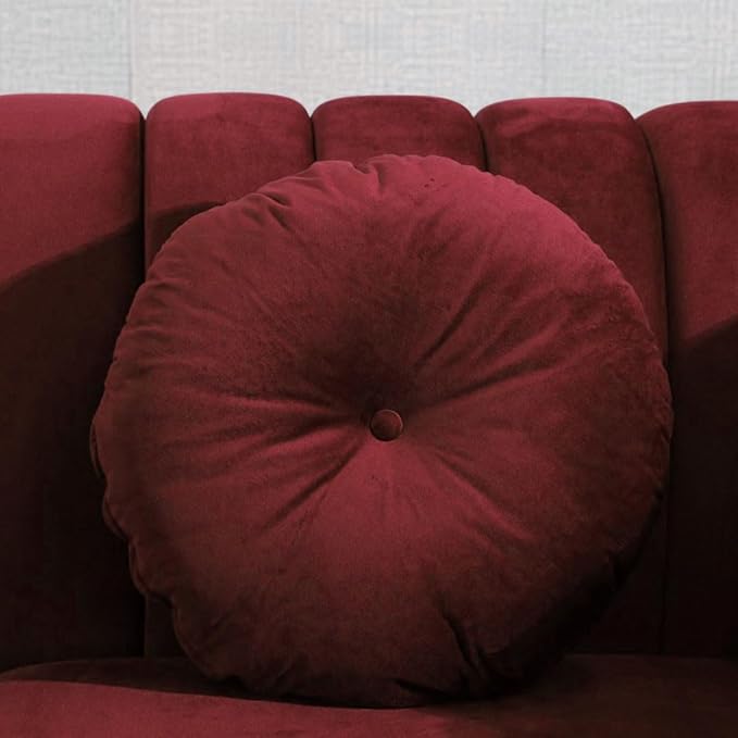 Accent Chair, Single Couch Chair with Style Button Tufted, Scroll Arms and Nailhead for Living Room, Office, Apartment-Red
