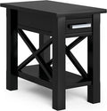 SIMPLIHOME Kitchener SOLID WOOD 14 inch Wide Rectangle Contemporary Narrow Side Table in Black for the Living Room and Bedroom