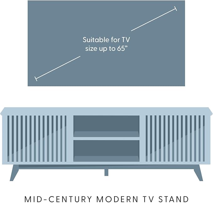 Plank+Beam Mid-Century Modern Wood TV Stand, Solid Wood Entertainment Console with Storage, 59" L x 16" W x 19" H, Blonde