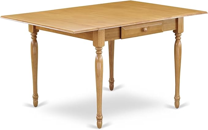 East West Furniture MZNO5-OAK-C 5 Piece Kitchen Table Set for 4 Includes a Rectangle Dining Room Table with Dropleaf and 4 Linen Fabric Upholstered Chairs, 36x54 Inch, Oak