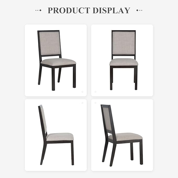 COLAMY Upholstered Wooden Dining Chairs Set of 6, Kitchen Chairs with Open Back, 19 Inch Mid Century Modern Dining Room Chairs, Farmhouse Dining Side Chairs for Dining Room Kitchen Restaurant, Brown