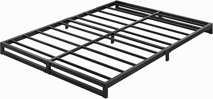 4 Inch Full Size Bed Frame No Box Spring Needed, Heavy Duty Metal Platform Beds with Sturdy Steal Slats for Mattress Foundation, Easy Assembly, Noise Free, Black