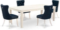 East West Furniture LGDA5-LWH-29 5 Piece Dining Set Consists of a Rectangle Wooden Table with Butterfly Leaf and 4 Polyester Fabric Upholstered Chairs, 42x84 Inch, linen white