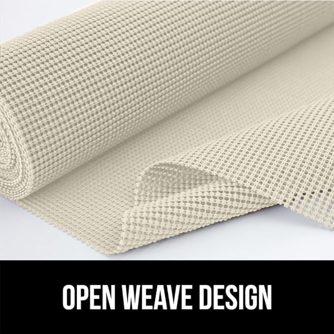 GORILLA GRIP powerGRIP Drawer Shelf and Cabinet Liner, Thick Strong Hold, Non-Adhesive Liners Protect Kitchen Cabinets and Cupboard, Bathroom Drawers, Easy Install, Breathable Mat, 20" x30', Cream