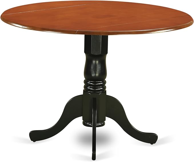 East West Furniture DLAV3-BCH-W 3 Piece Dining Room Furniture Set Contains a Round Kitchen Table with Dropleaf and 2 Dining Chairs, 42x42 Inch, Black & Cherry