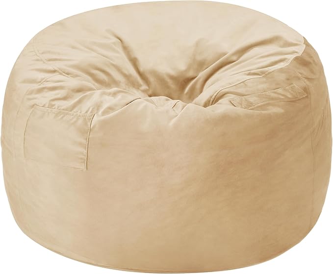 Homguava 6FT Bean Bag Chair Giant BeanBag with Memory Foam Filled, Large Bean Bag Chairs for Adults, Adult Bean Bag Chair with Dutch Velvet Cover for Living Room Bedroom-Khaki