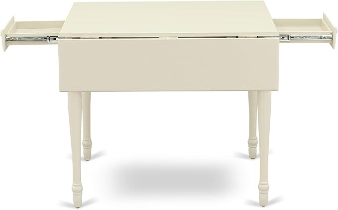 East West Furniture MZKE5-LWH-W 5 Piece Dining Room Furniture Set Includes a Rectangle Kitchen Table with Dropleaf and 4 Dining Chairs, 36x54 Inch, Linen White
