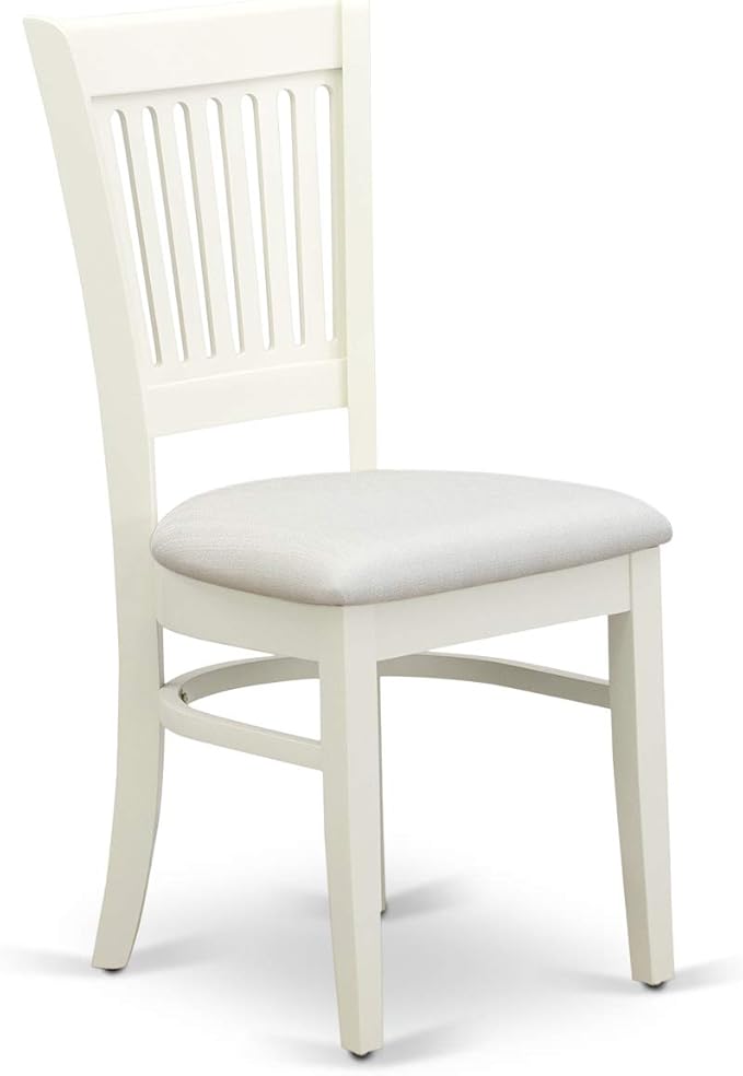 East West Furniture HLVA5-LWH-C 5 Piece Kitchen Table Set for 4 Includes a Round Dining Room Table with Pedestal and 4 Linen Fabric Upholstered Dining Chairs, 42x42 Inch, Linen White