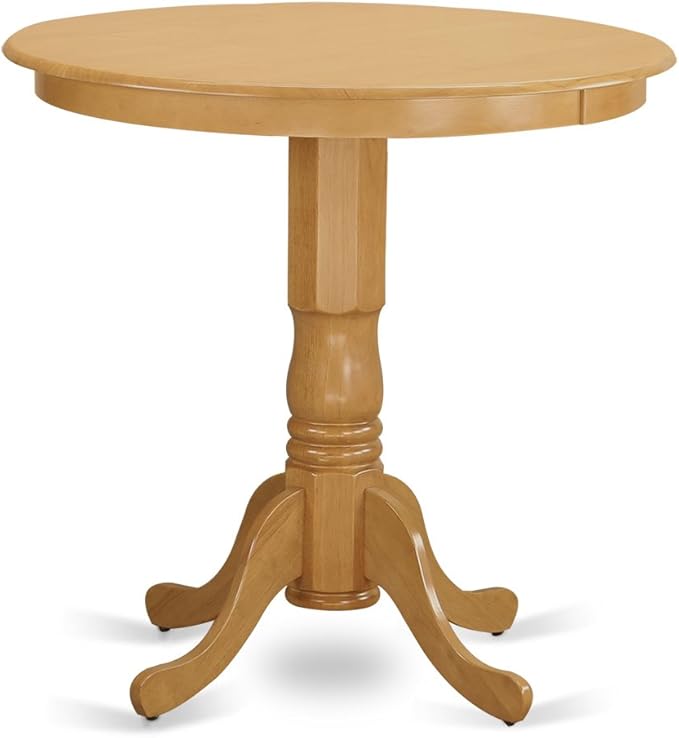 East West Furniture JAPB5-OAK-W 5 Piece Counter Height Dining Table Set Includes a Round Kitchen Table with Pedestal and 4 Dining Chairs, 36x36 Inch, Oak