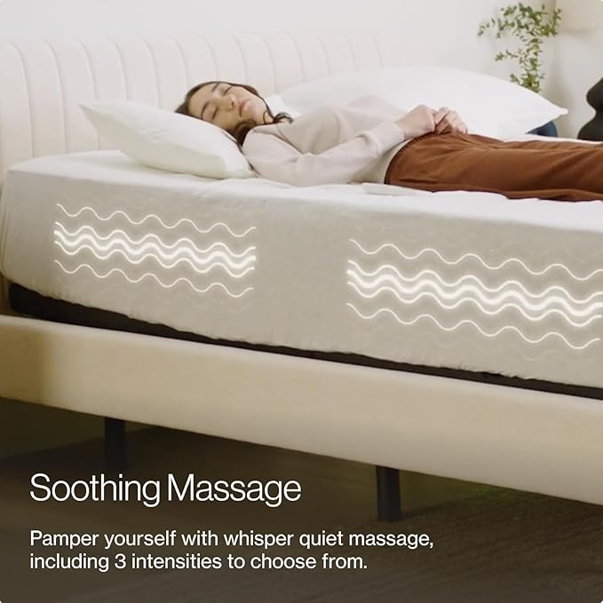 Nectar Luxe Split King Adjustable Base & 14” Mattress (New Version) - Head & Foot Incline - Medium Firm Memory Foam - Cooling Upgrade - 3 Massage Settings - 365-Night Mattress Trial & Forever Warranty