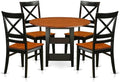 East West Furniture SUQU5-BCH-W 5 Piece Modern Dining Table Set Includes a Round Wooden Table with Dropleaf & Shelves and 4 Kitchen Dining Chairs, 42x42 Inch, Black & Cherry