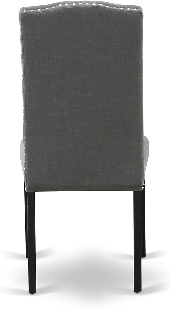 East West Furniture LGEN5-BLK-20 5 Piece Dinette Set Includes a Rectangle Dining Room Table with Butterfly Leaf and 4 Dark Gotham Linen Fabric Upholstered Chairs, 42x84 Inch, Black
