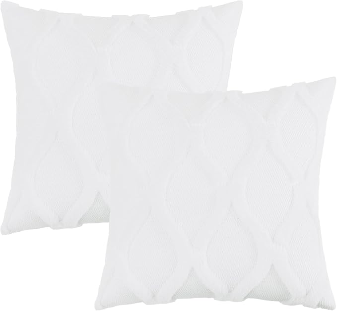 decorUhome Throw Pillow Covers 26x26 Inch Set of 2, Soft Plush Faux Fur Wool Pure White Couch Pillow Covers, Decorative Neutral Pillow Cases for Bed Sofa Living Room Home Decor
