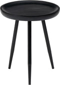 MH London Lydia Round Small End Table & Side Table Solid Wood, Black top with Black Metal Legs, Nightstand, 15.75"x15.75"x18"