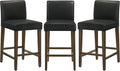 CHITA Counter Height Bar Stools Set of 3, 27" H Seat Height Upholstered Barstools, PU Leather in Black