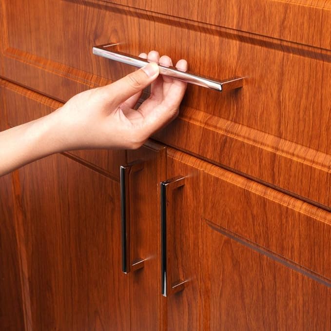 KOOFIZO Solid Square Bar Cabinet Handle - Chrome Furniture Pull, 7.6 Inch/192mm Screwhole Distance, 1-Piece for Kitchen Cupboard Door, Bedroom Dresser Drawer, Bathroom Wardrobe Hardware