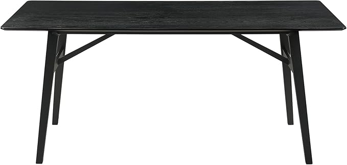 Armen Living Channell Mid Century Modern 5 Piece Black Wood Dining Table Set with Charcoal Fabric