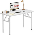 Need Folding Desk for Home Office 39-3/8" Length Modern Folding Table Computer Desk No Install Needed White Color Desktop White Frame AC5DW(100 * 60)