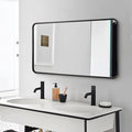 ANDY STAR Wall Mirror for Bathroom, 24x40 Inch Bathroom Vanity Mirror, Black Rounded Rectangle Mirror, Tube Iron Metal Wall-Mounted, Horizontal/Vertical