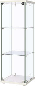 VIVOHOME 3 Layers 15.7''W x 15.7''D x 47.2''H Glass Display Cabinet Countertop Showcase with Lock, 5mm Tempered Glass 25mm MDF Base