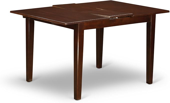 East West Furniture MLGA3-MAH-32 3 Piece Dining Room Table Set Contains a Rectangle Kitchen Table with Butterfly Leaf and 2 Light Beige Linen Fabric Parson Chairs, 36x54 Inch, Mahogany