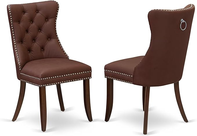 East West Furniture DODA5-MAH-26 5 Piece Dinette Set Consists of a Rectangle Dining Table with Butterfly Leaf and 4 Polyester Fabric Parson Chairs, 42x78 Inch, Mahogany