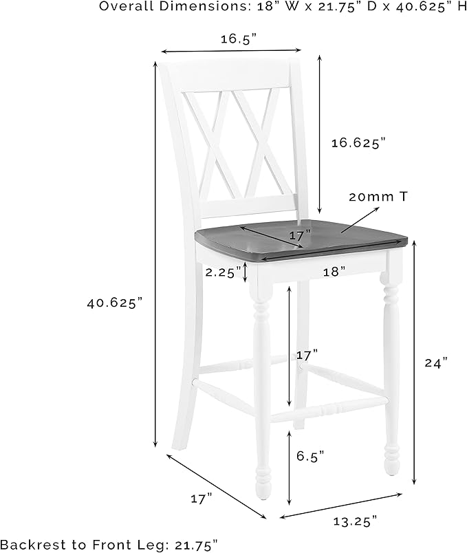 Crosley Furniture Shelby Wood X Back Counter Height Bar Stools Set of 2