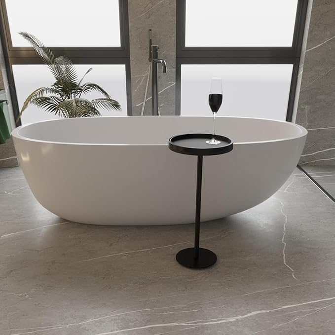 Round Drink Table,Small Pedestal Table,Small Round Side Table for Narrow Spaces,Martini Table for Living Room, Bedroom, Bathroom,Balcony (Black)