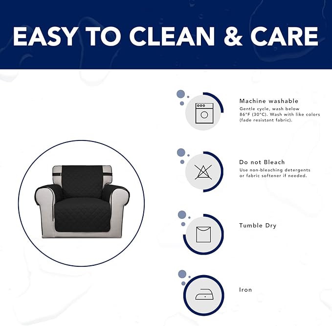 PureFit Reversible Sofa Couch Cover Water Resistant Couch Covers for 3 Cushion, Washable Furniture Cover with Non-Slip Foam and Adjustable Strap for Dogs, Pets (Oversized Sofa, Black/Beige)