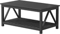 ChooChoo Coffee Table, Rustic Vintage Living Room Table with Shelf, 40 Pure Black