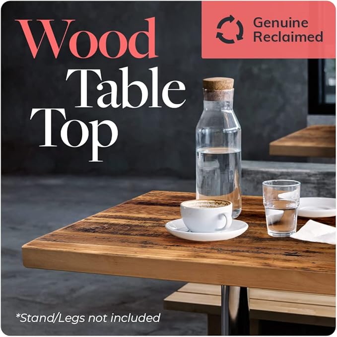 Reclaimed Wood Table Top - Rustic Recycled Wooden Piece Perfect for Kitchens, Dining and Coffee Table Tops (Reclaimed Wood Table Top - Economy, 30" x 42")