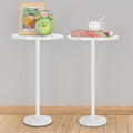 White Round Side Table Small End Table Set of 2 Modern Accent Table Pedestal Drink Table with Marble Base for Small Spaces Living Room Bedroom Outdoor