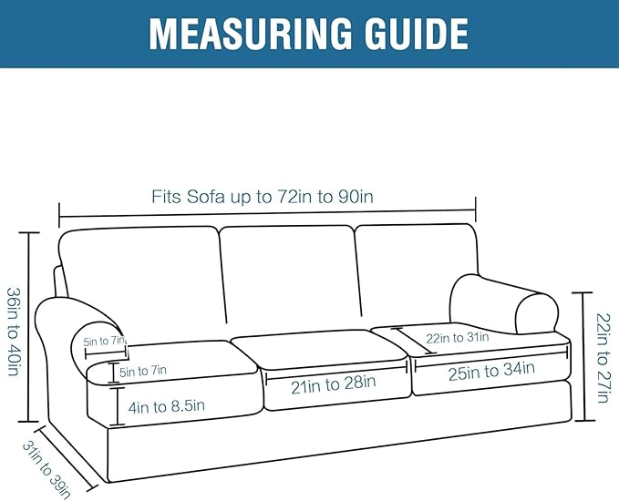 H.VERSAILTEX Sofa Cover 4 Piece T Cushion Sofa Slipcovers Thick Velvet Couch Cover Stretch T Cushion Sofa Covers for 3 Cushion Couch with 3 Individual T Cushion Covers, Burnt Brick