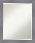 Amanti Art Grey Wall Mirror 23x19 Edwin Grey Rectangle Bathroom Mirror for Wall Decor Living Room, Small Casual Wood Frame, Hangs Horizonally and Vertically, Bathroom Decor, Beveled Edge from WI, USA