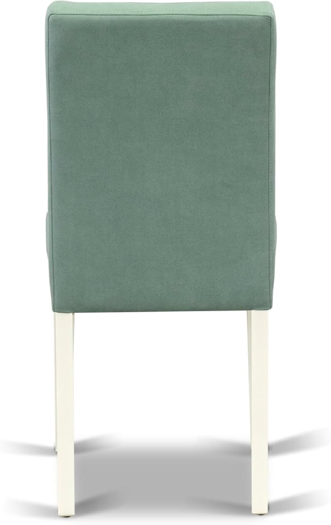 East West Furniture LGAS7-LWH-43 7 Piece Dining Set Contain A Mid Century Table and 6 Willow Green Polyester Fabric Mid Century Modern Dining Chairs, Linen White