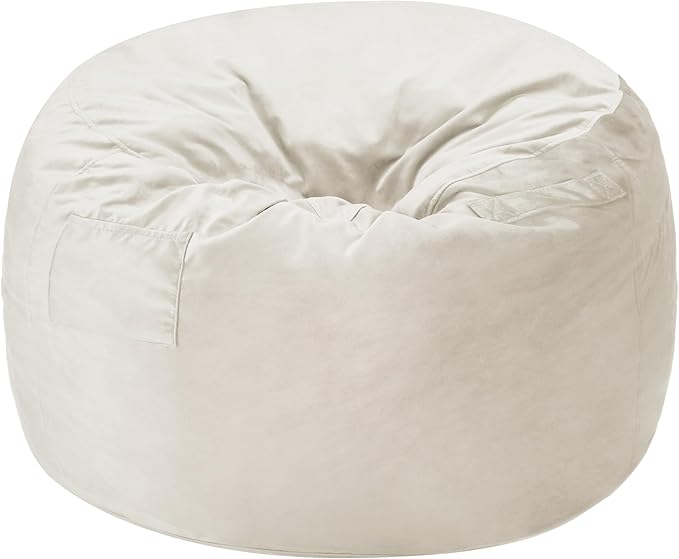 Homguava 6 FT Bean Bag Chair: 6' Bean Bags with Memory Foam Filled, Large Beanbag Chairs Soft Sofa with Dutch Velvet Cover-Beige