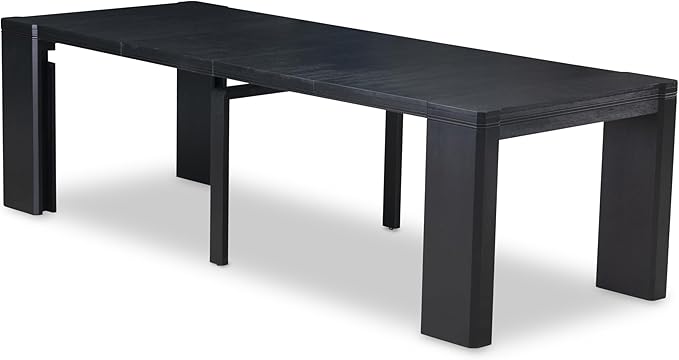 X02FO-206-24 - 5-piece Modern Dining Table Set a Rectangular Dining Table and 2 wooden Benches and 2 Black Linen Fabric kitchen Chair, 39x120 Inch, Wire Brushed Black