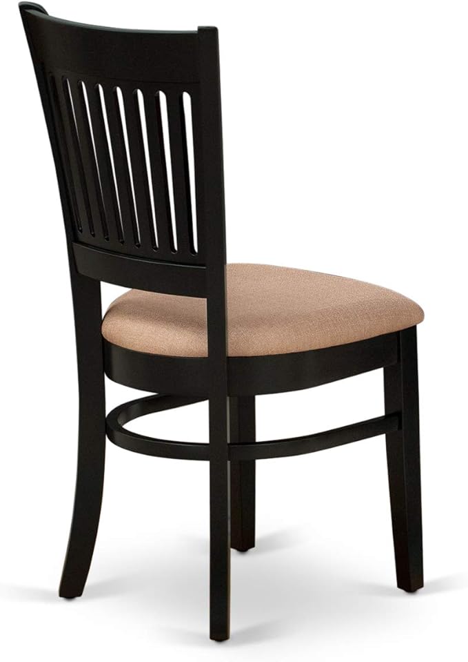 East West Furniture LGVA5-BLK-C 5 Piece Dining Room Furniture Set Includes a Rectangle Kitchen Table with Butterfly Leaf and 4 Linen Fabric Upholstered Chairs, 42x84 Inch, Black