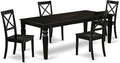 East West Furniture LGBO5-BLK-W 5 Piece Kitchen Table & Chairs Set Includes a Rectangle Dining Room Table with Butterfly Leaf and 4 Dining Chairs, 42x84 Inch, Black