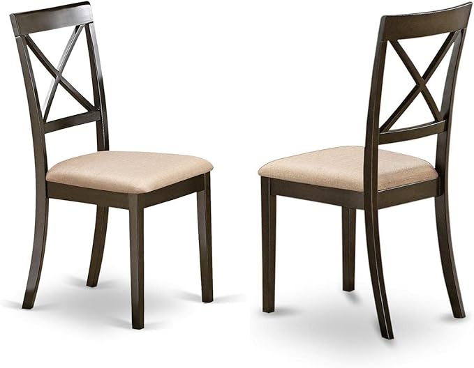 East West Furniture HLBO3-CAP-C 3 Piece Dining Table Set for Small Spaces Contains a Round Dining Room Table with Pedestal and 2 Linen Fabric Upholstered Chairs, 42x42 Inch, Cappuccino