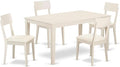 East West Furniture CAAD5-LWH-LC 5 Piece Dining Room Table Set Includes a Rectangle Kitchen Table and 4 Faux Leather Upholstered Dining Chairs, 36x60 Inch, Linen White