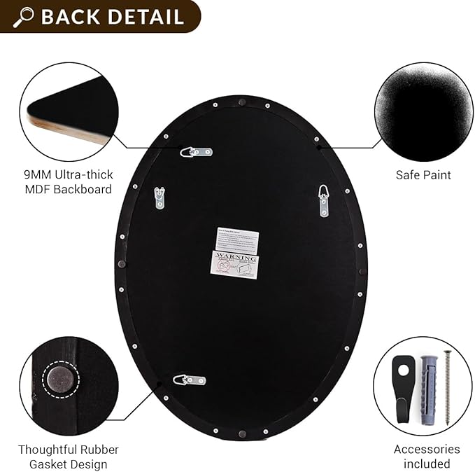 ANDY STAR Brushed Bronze Oval Mirrors for Bathroom, 20x28 Inch Bronze Stainless Steel Metal Framed Oval Wall Mirror, Modern Vanity Mirror Wall Mount Horizontal or Vertical