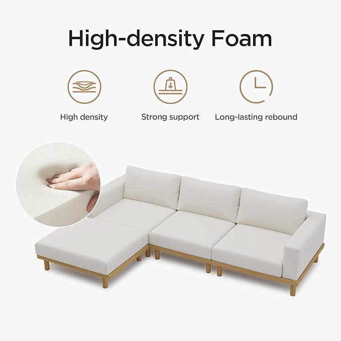 Acanva Minimalist Modular Sectional Sofa for Living Room, Wide & Deep Seat Convertible Furniture Set with Metal Frame and Movable Covers, Loveseat, Off White