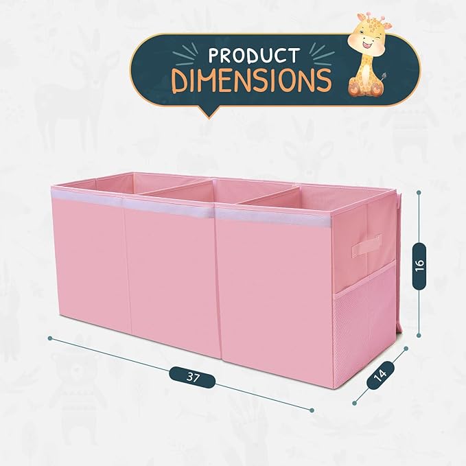Extra Large Toy Storage Organizer with Lid - Sturdy, Collapsible Toy Chest Storage Box Design - Toys Bin with Dividers for Kids, Nursery, Bedroom, Playroom 37"x16"x14"
