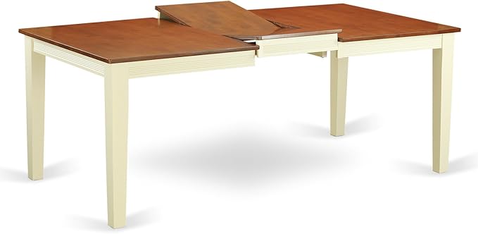 East West Furniture QUDA9-BMK-W 9 Piece Dining Table Set Includes a Rectangle Wooden Table with Butterfly Leaf and 8 Dining Room Chairs, 40x78 Inch, Buttermilk & Cherry