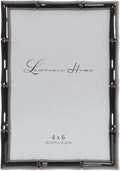 Lawrence Frames 4x6 Black Polished Metal Picture Frame with Bamboo Design