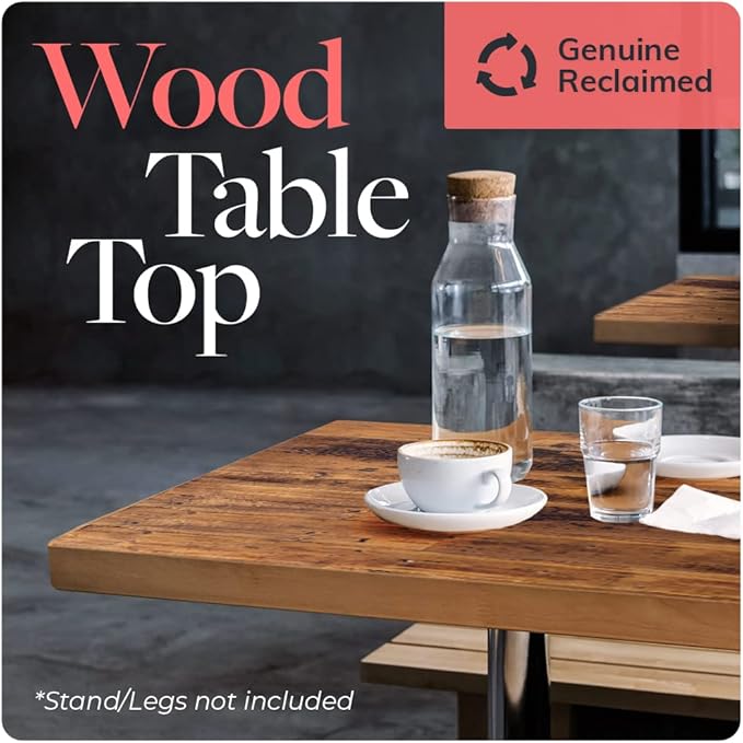Reclaimed Wood Table Top - Rustic Recycled Wooden Piece Perfect for Signs, Counters, Kitchens, Dining and Coffee Table Tops (Straight Plank Table Top, 24" x 30")