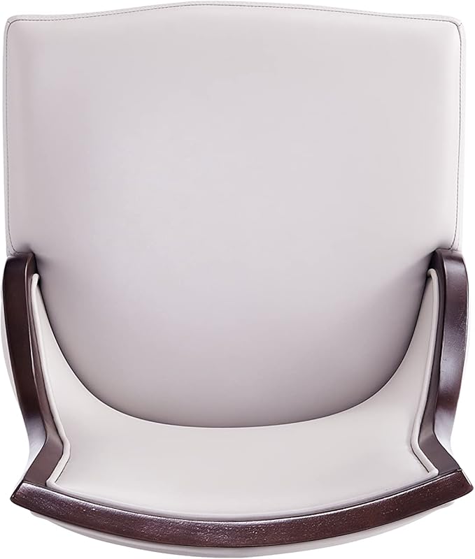 Manhattan Comfort Grand Avenue Faux Leather Dining Chairs, Parsons Accent Furniture with Padded Wingback Seat and Solid Beech Wood Frame, Set of 2, Light Grey